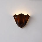 Kinkiet Art Deco z Dmuchanego Szkła o Organicznym Kształcie Kwiatu - Brązowy