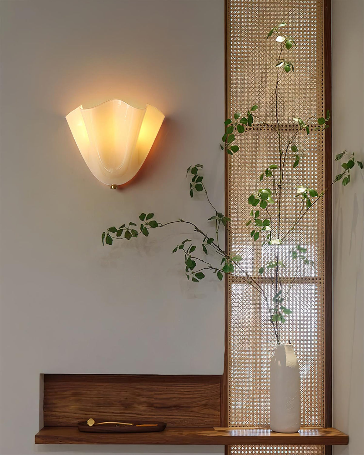 Kinkiet Art Deco z Dmuchanego Szkła o Organicznym Kształcie Kwiatu - 8