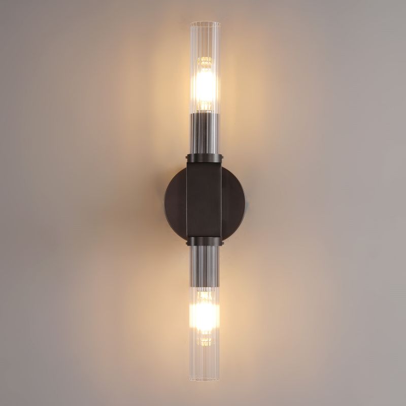 Kinkiet Art Deco z Geribbelonym Szklanym Kloszem - 15