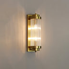 Kinkiet Art Deco ze Żłobkowanym Szklanym Kloszem i Złotą Ramą - 13