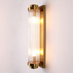 Kinkiet Art Deco ze Żłobkowanym Szklanym Kloszem i Złotą Ramą - 17