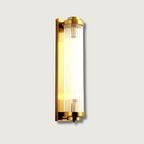 Kinkiet Art Deco ze Żłobkowanym Szklanym Kloszem i Złotą Ramą - 3