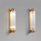 Kinkiet Art Deco ze Żłobkowanym Szklanym Kloszem i Złotą Ramą - 9