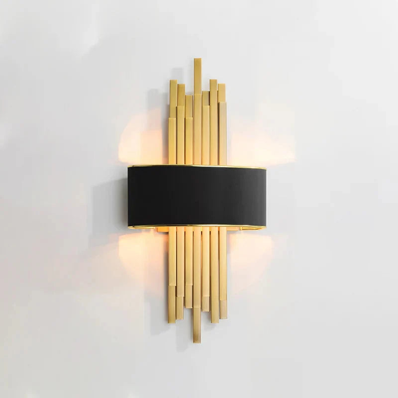Kinkiet Art Deco z Złotymi Rurkami i Półotwartym Kloszem - 12