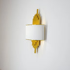 Kinkiet Art Deco z Złotymi Rurkami i Półotwartym Kloszem - 21