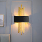 Kinkiet Art Deco z Złotymi Rurkami i Półotwartym Kloszem - 24