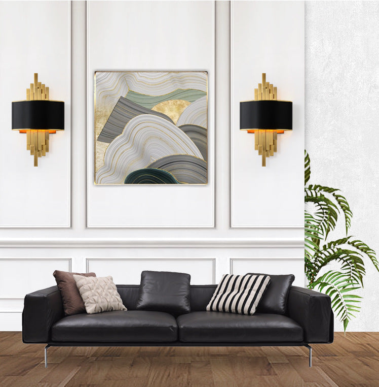 Kinkiet Art Deco z Złotymi Rurkami i Półotwartym Kloszem - 27
