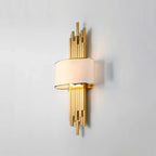 Kinkiet Art Deco z Złotymi Rurkami i Półotwartym Kloszem - 28