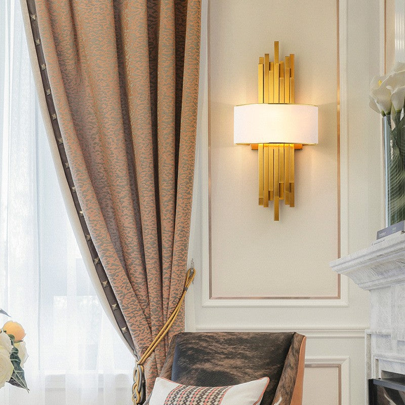 Kinkiet Art Deco z Złotymi Rurkami i Półotwartym Kloszem - 29