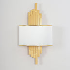 Kinkiet Art Deco z Złotymi Rurkami i Półotwartym Kloszem - 9