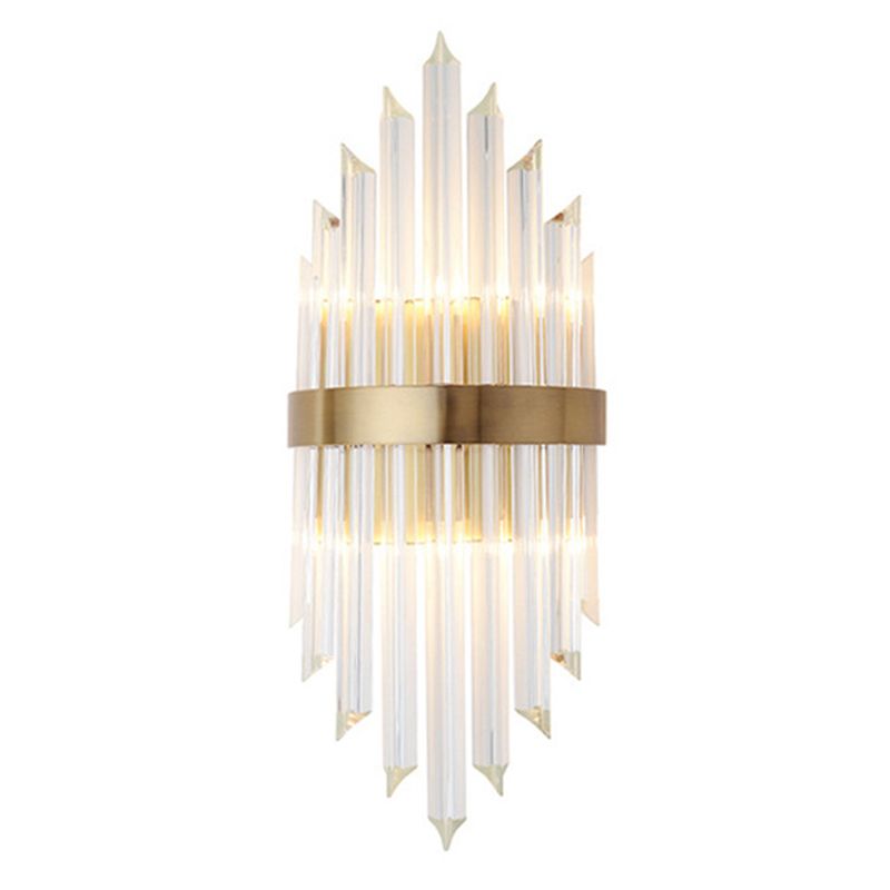Kinkiet Art Deco z Kryształowymi Listwami i Złotą Ramą - Złoty