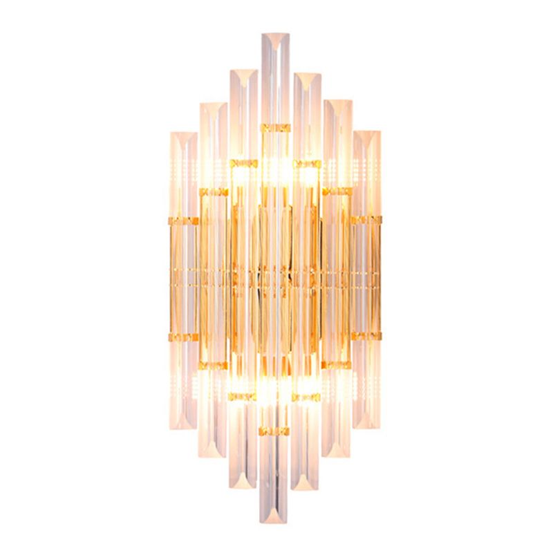 Kinkiet Art Deco z Kryształowymi Listwami i Złotą Ramą - Złoty