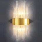 Kinkiet Art Deco z Kryształowymi Listwami i Złotą Ramą - Złoty