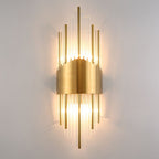 Kinkiet Art Deco z Kryształowymi Listwami i Złotą Ramą - Złoty