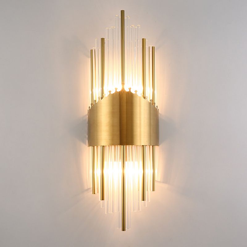 Kinkiet Art Deco z Kryształowymi Listwami i Złotą Ramą - Złoty