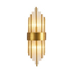 Kinkiet Art Deco z Kryształowymi Listwami i Złotą Ramą - Złoty