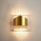 Kinkiet Art Deco z Kryształowymi Listwami i Złotą Ramą - Złoty