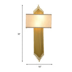 Lampa Ścienna Art Deco z Prostokątnym Kloszem i Złotymi Rurkami - 10