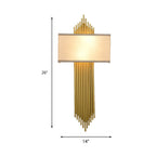 Lampa Ścienna Art Deco z Prostokątnym Kloszem i Złotymi Rurkami - 3