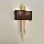 Lampa Ścienna Art Deco z Prostokątnym Kloszem i Złotymi Rurkami - 6