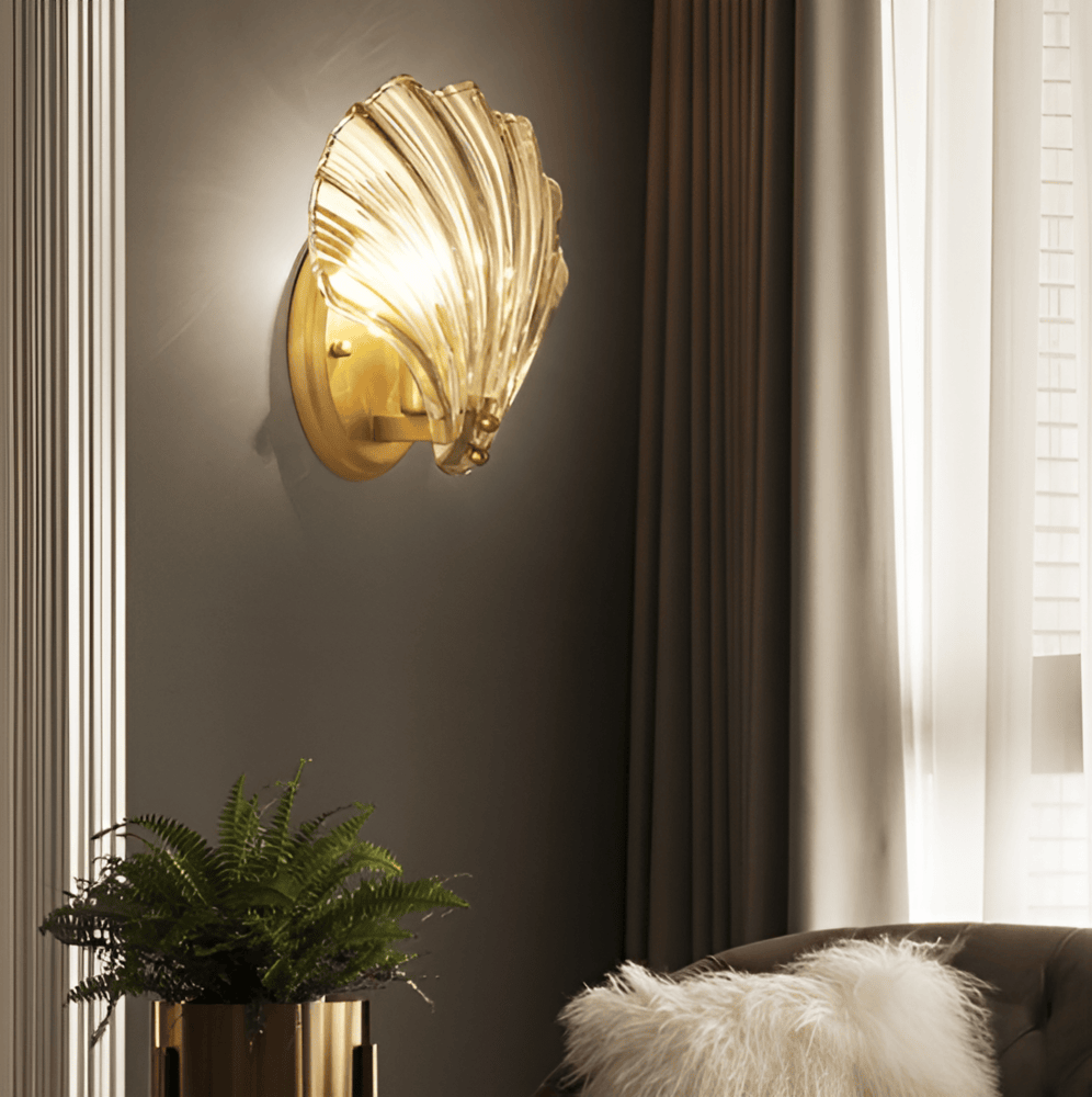 Kinkiet Art Deco ze Szklanym Kloszem w Kształcie Muszli - 19