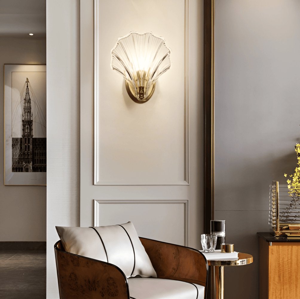 Kinkiet Art Deco ze Szklanym Kloszem w Kształcie Muszli - 20