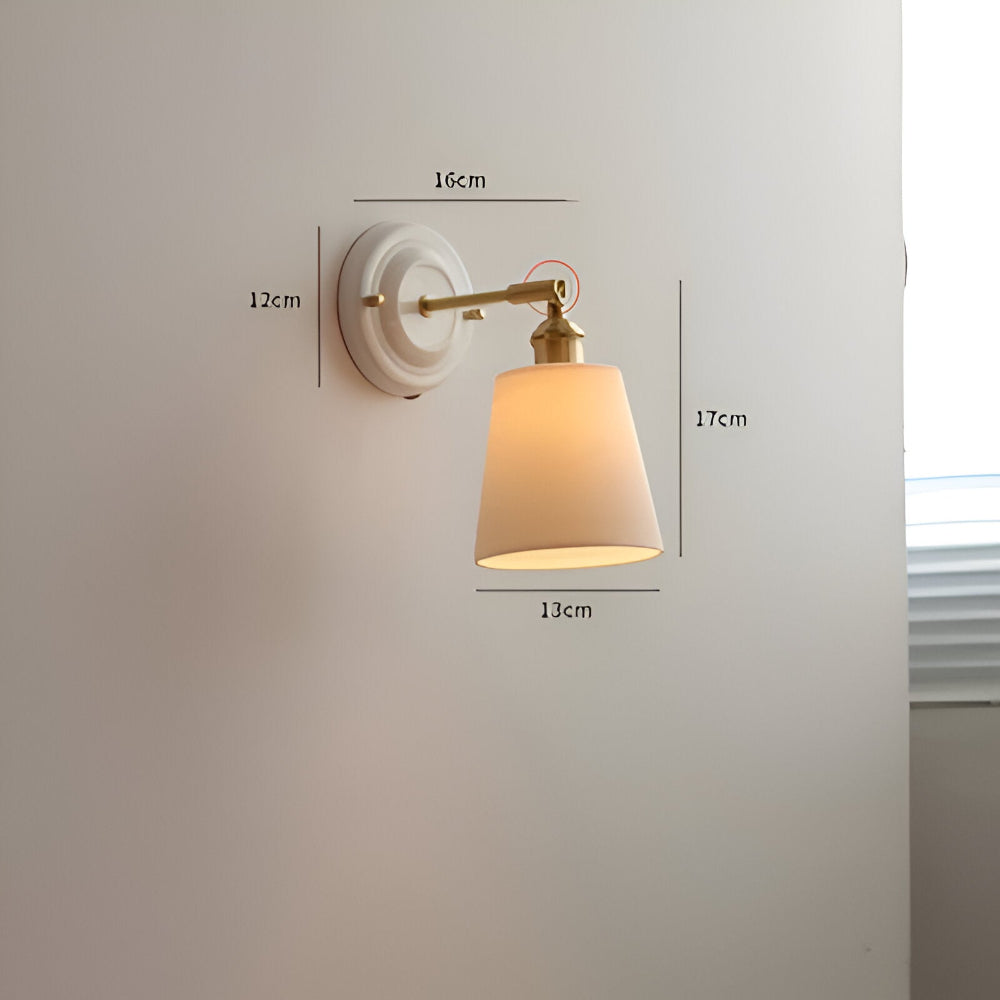 Kinkiet Rustykalny z Ceramicznym Kloszem i Mosiężnym Ramieniem - 10