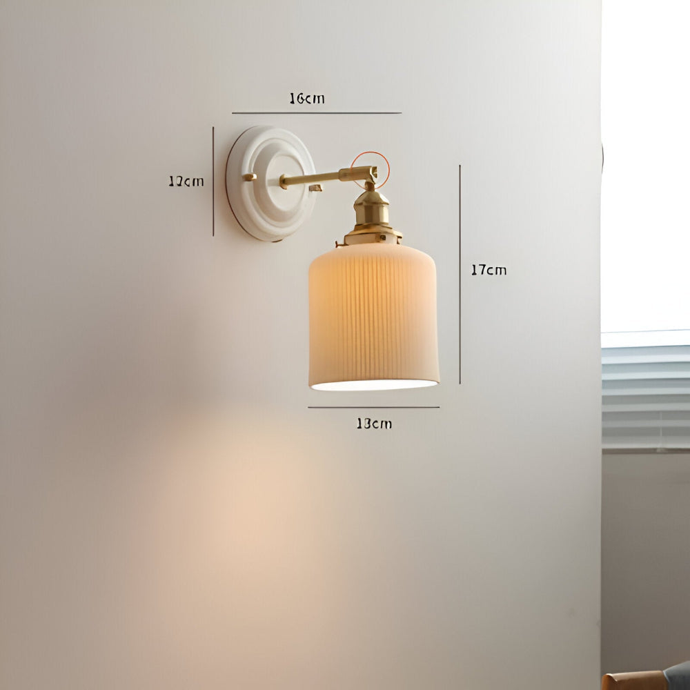 Kinkiet Rustykalny z Ceramicznym Kloszem i Mosiężnym Ramieniem - 12