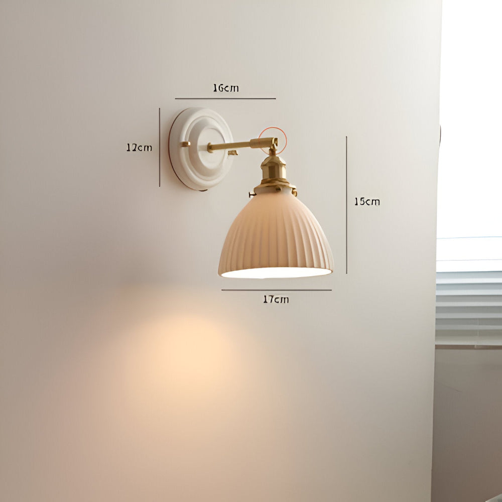 Kinkiet Rustykalny z Ceramicznym Kloszem i Mosiężnym Ramieniem - 8