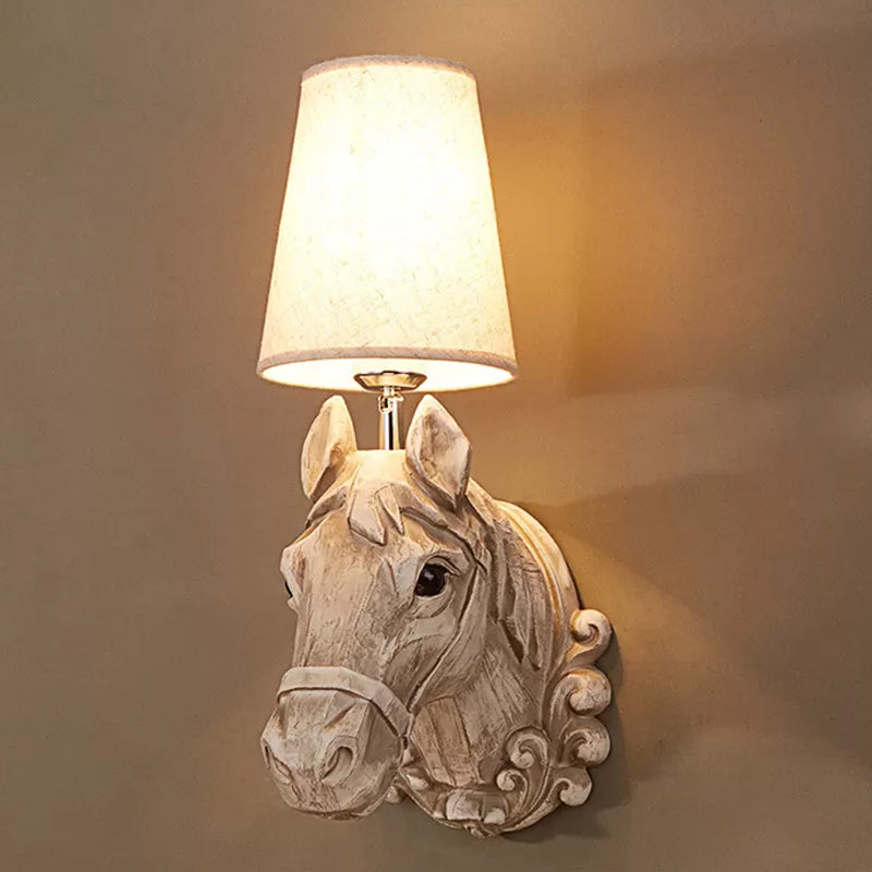 Kinkiet Landlamp z Głową Konia i Tkaninowym Kloszem - 3
