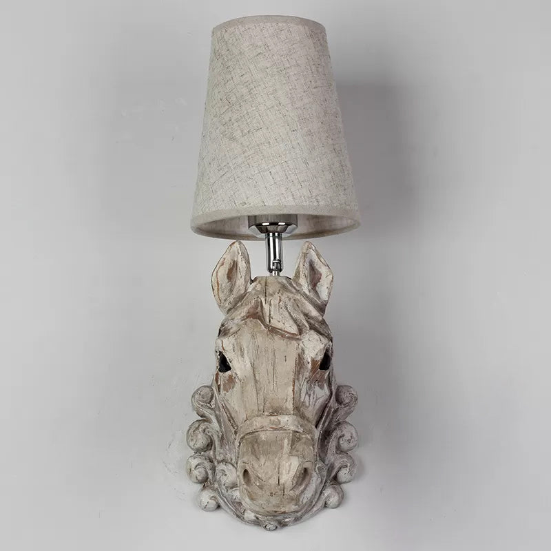 Kinkiet Landlamp z Głową Konia i Tkaninowym Kloszem - 4