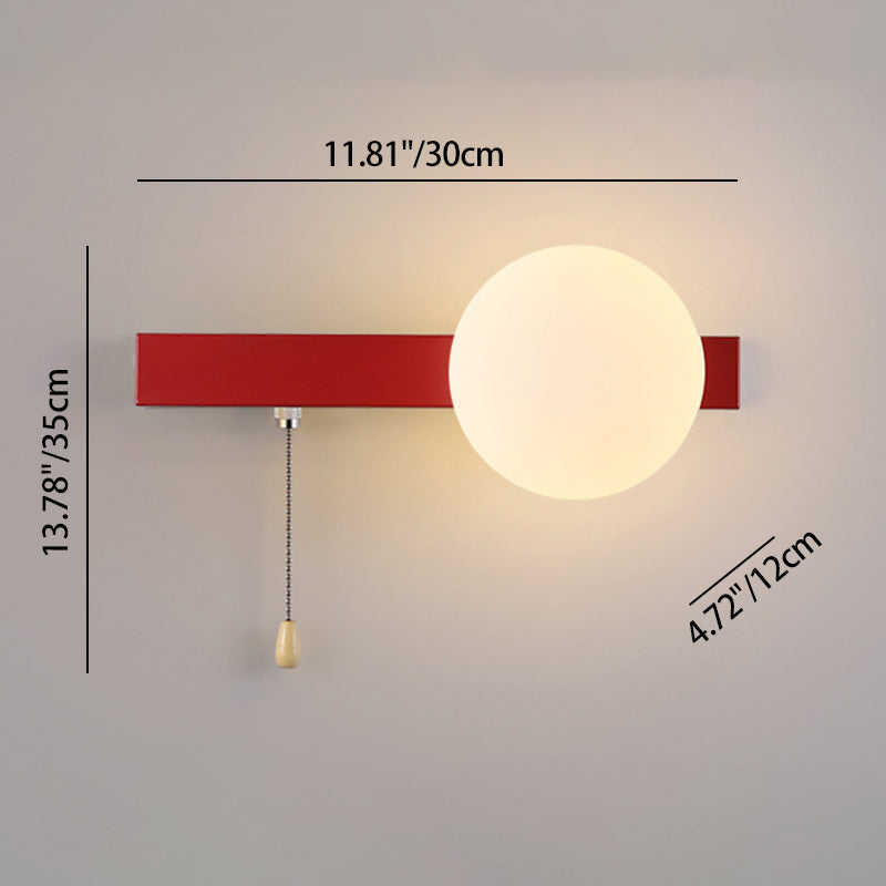 Kinkiet Minimalistyczny z Kulistym Szklanym Kloszem i Sznurkiem - 6