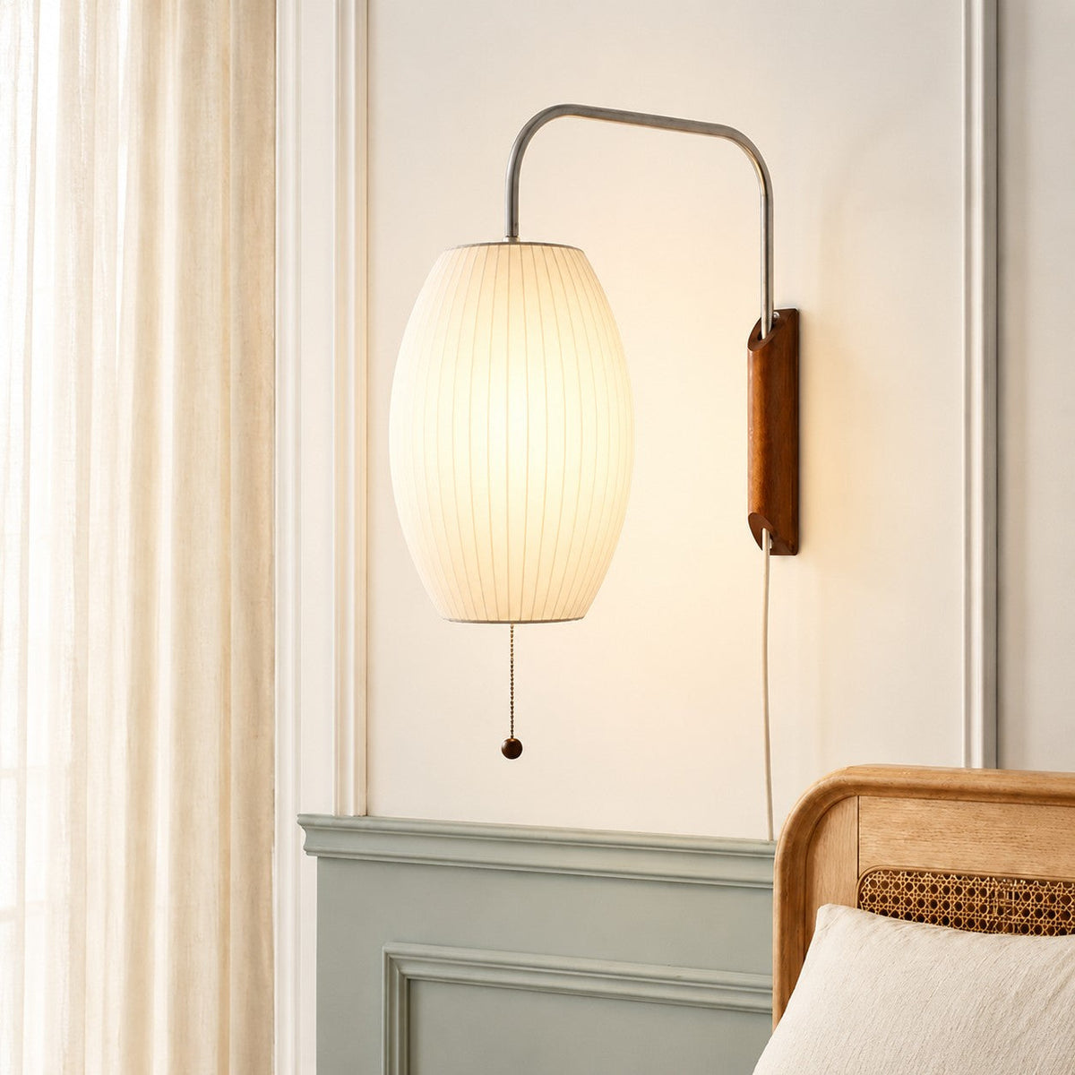 Lampa Wisząca Retro z Żebrowanym Kloszem Kulistym i Sznurkiem - 3