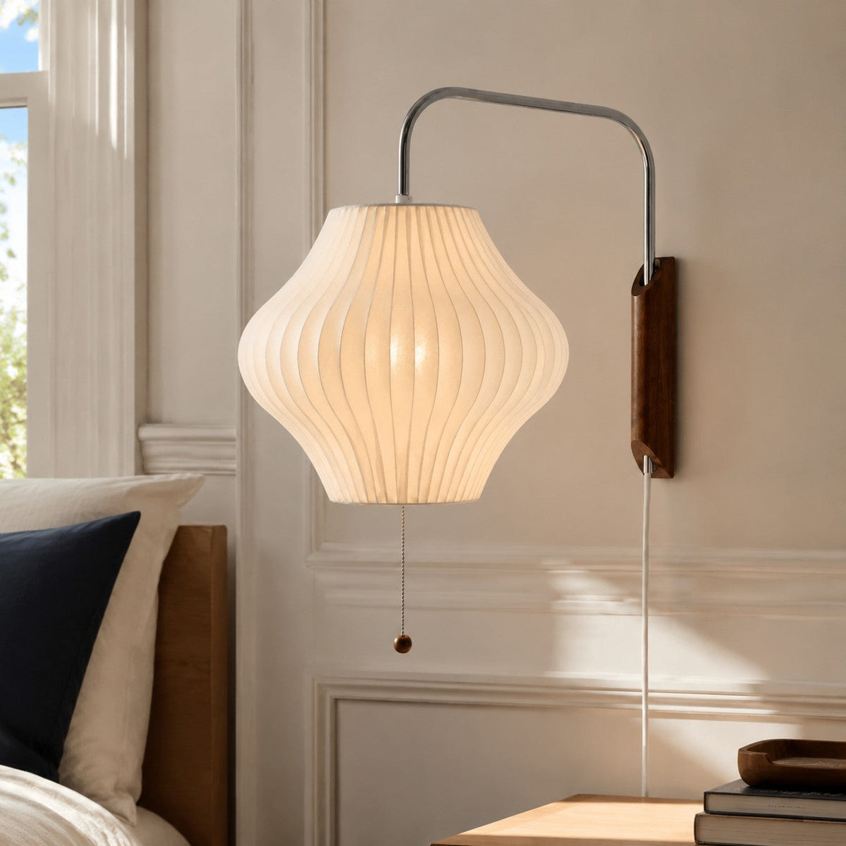 Lampa Wisząca Retro z Żebrowanym Kloszem Kulistym i Sznurkiem - 6