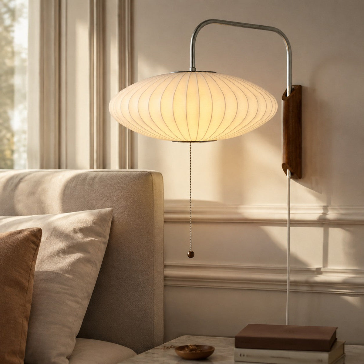 Lampa Wisząca Retro z Żebrowanym Kloszem Kulistym i Sznurkiem - 8