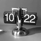 Zegar Stołowy Retro z Mechanizmem Flip na Metalowej Podstawie - 3