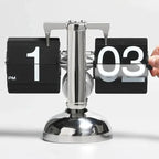 Zegar Stołowy Retro z Mechanizmem Flip na Metalowej Podstawie - 4