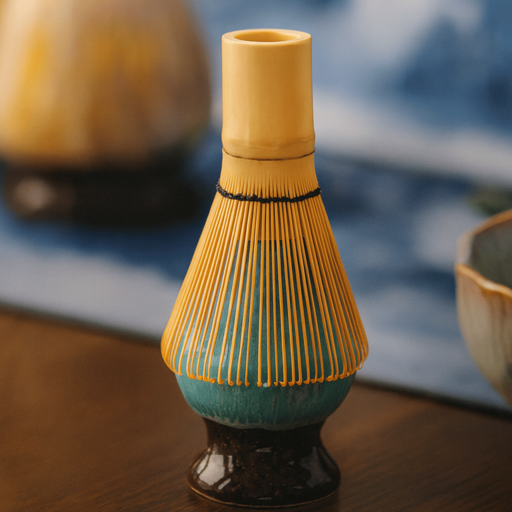 Zestaw do Matcha z Ceramiczną Miską, Bambusową Miotełką i Podstawką