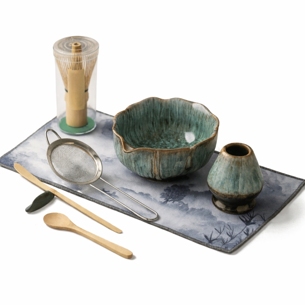 Zestaw do Matcha z Ceramiczną Miską, Bambusową Miotełką i Podstawką - 8