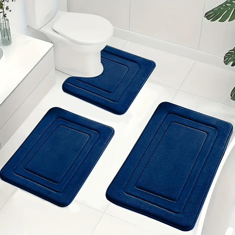 Zestaw Dywaników Łazienkowych z Memory Foam z Matą pod Toaletę Antypoślizgowy Trzy Sztuki - 15
