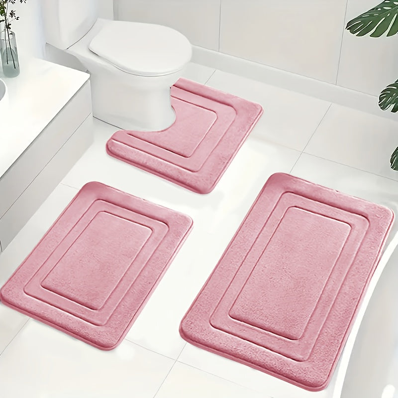 Zestaw Dywaników Łazienkowych z Memory Foam z Matą pod Toaletę Antypoślizgowy Trzy Sztuki - 7