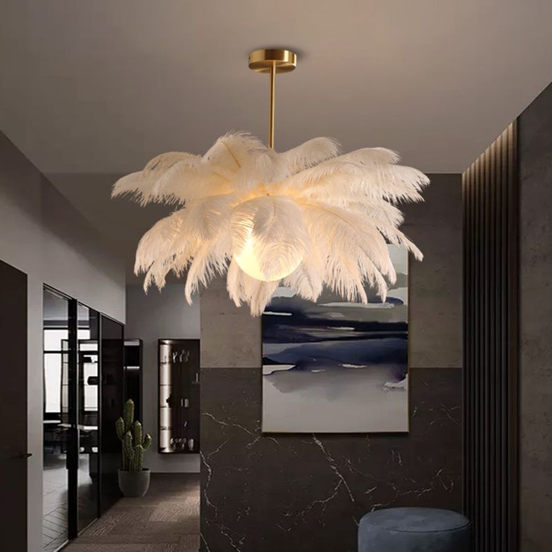Żyrandol Glamour z Piórami i Dekoracją Ptaków - 4
